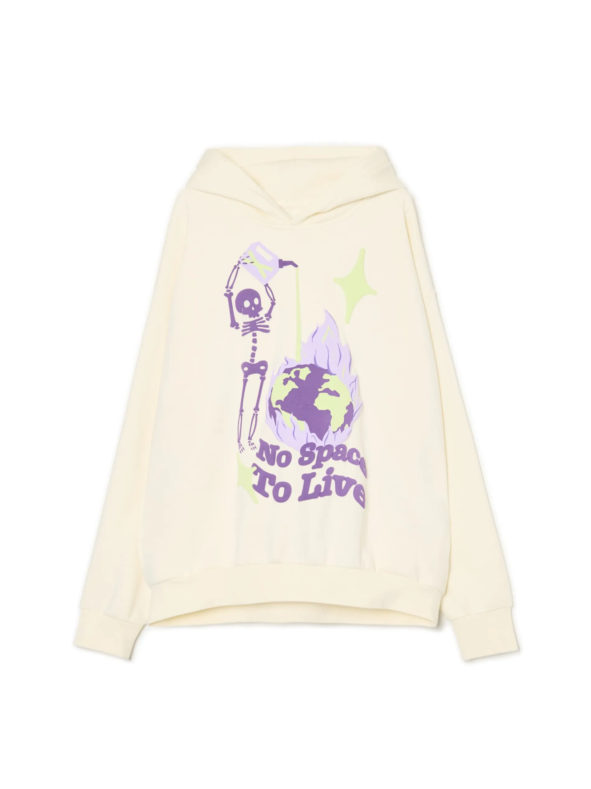 Cropp Bluzy*Kremowa bluza z kapturem i nadrukiem