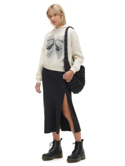 Cropp Bluzy*Kremowa bluza z kapturem i nadrukiem