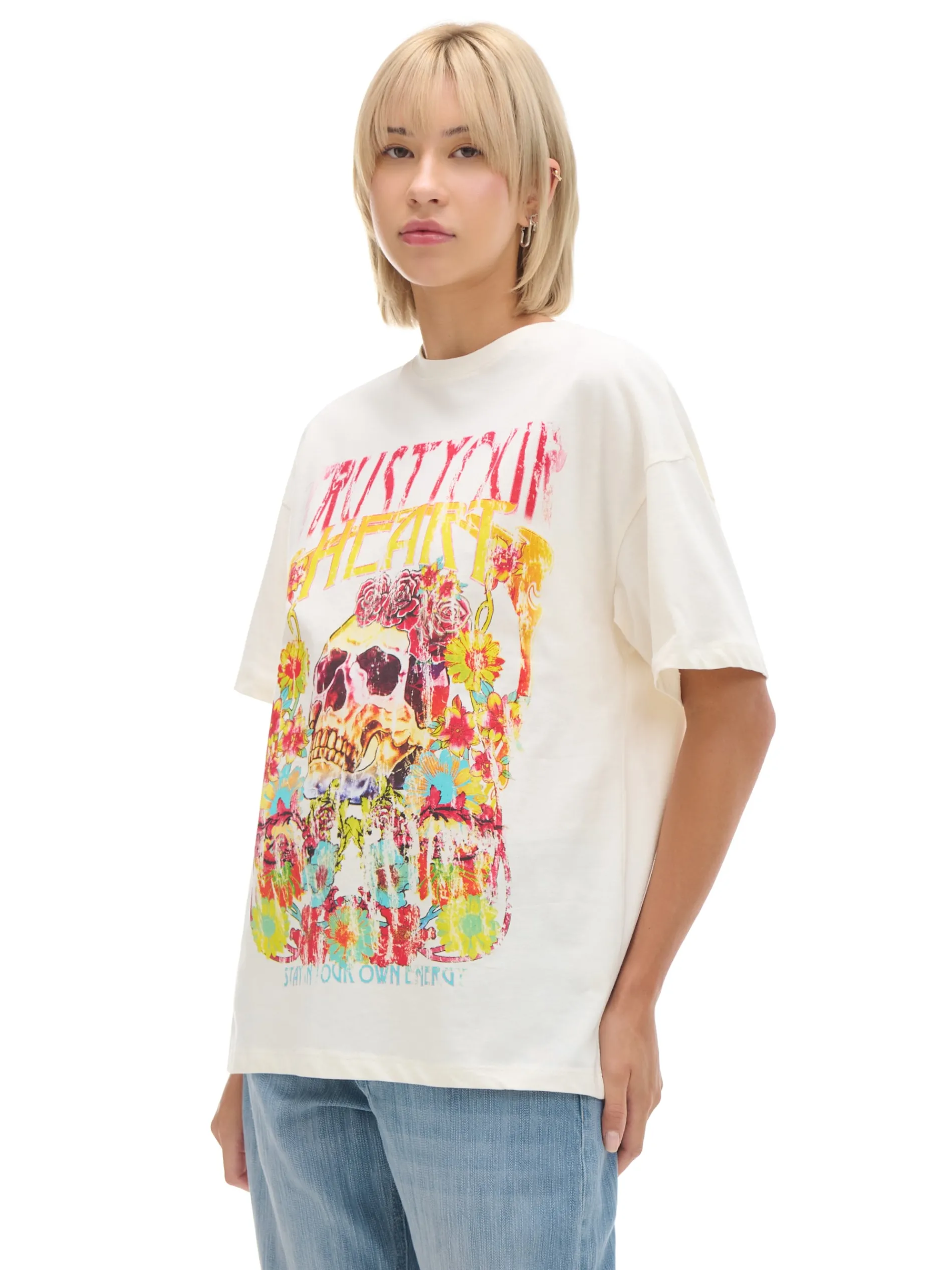 Cropp Unisex|Unisex*Kremowa koszulka z kolorowym nadrukiem UNISEX