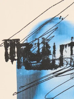 Cropp Koszulki, Topy*Kremowa koszulka z nadrukiem