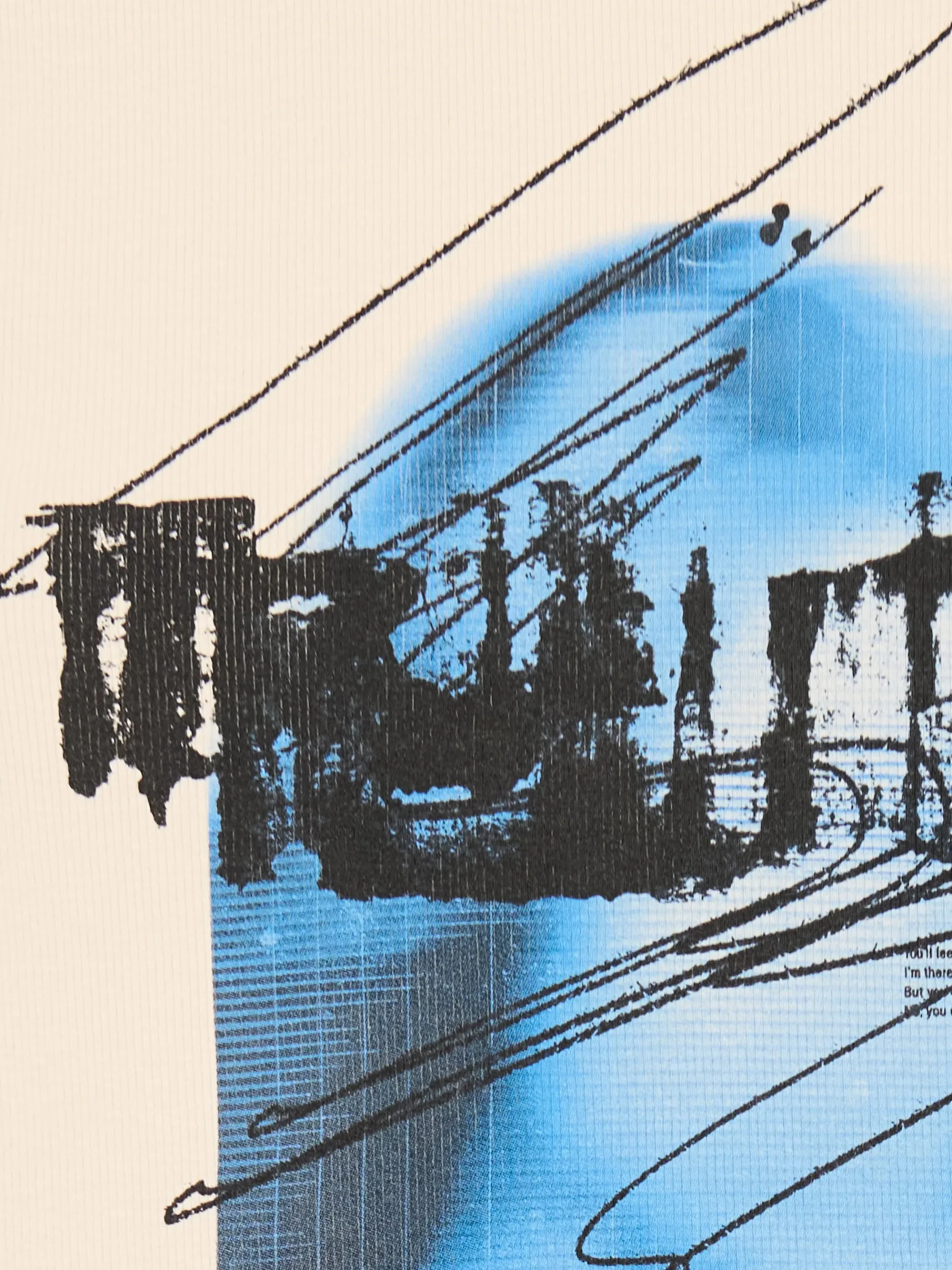 Cropp Koszulki, Topy*Kremowa koszulka z nadrukiem