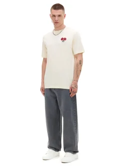 Cropp Koszulki*Kremowa koszulka z nadrukiem czerwonych róż