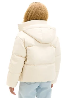 Cropp Kurtki, Płaszcze*Kremowa kurtka puffer z kapturem