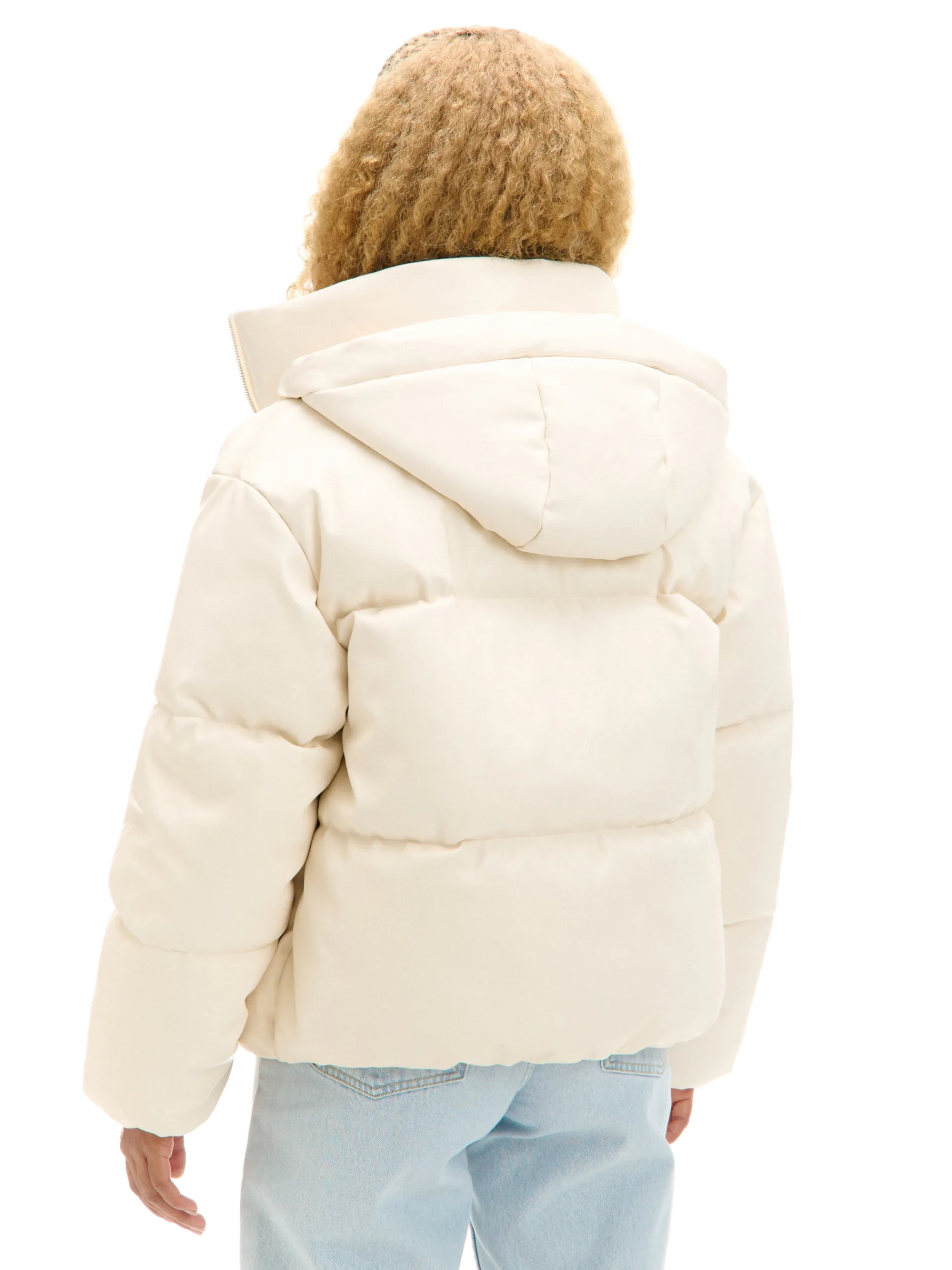 Cropp Kurtki, Płaszcze*Kremowa kurtka puffer z kapturem