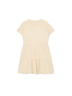 Cropp Sukienki, Kombinezony*Kremowa sukienka mini z marszczeniami