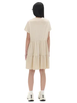 Cropp Sukienki, Kombinezony*Kremowa sukienka mini z marszczeniami