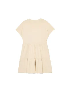Cropp Sukienki, Kombinezony*Kremowa sukienka mini z marszczeniami
