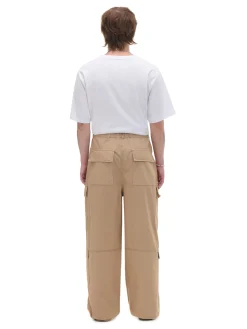Cropp Spodnie*Kremowe spodnie cargo o luźnym kroju