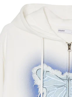 Cropp Bluzy*Krótka biała bluza z motylem