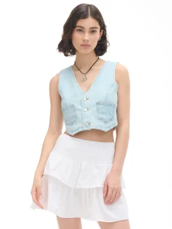 Cropp Kurtki, Płaszcze|Sety*Krótka jeansowa kamizelka