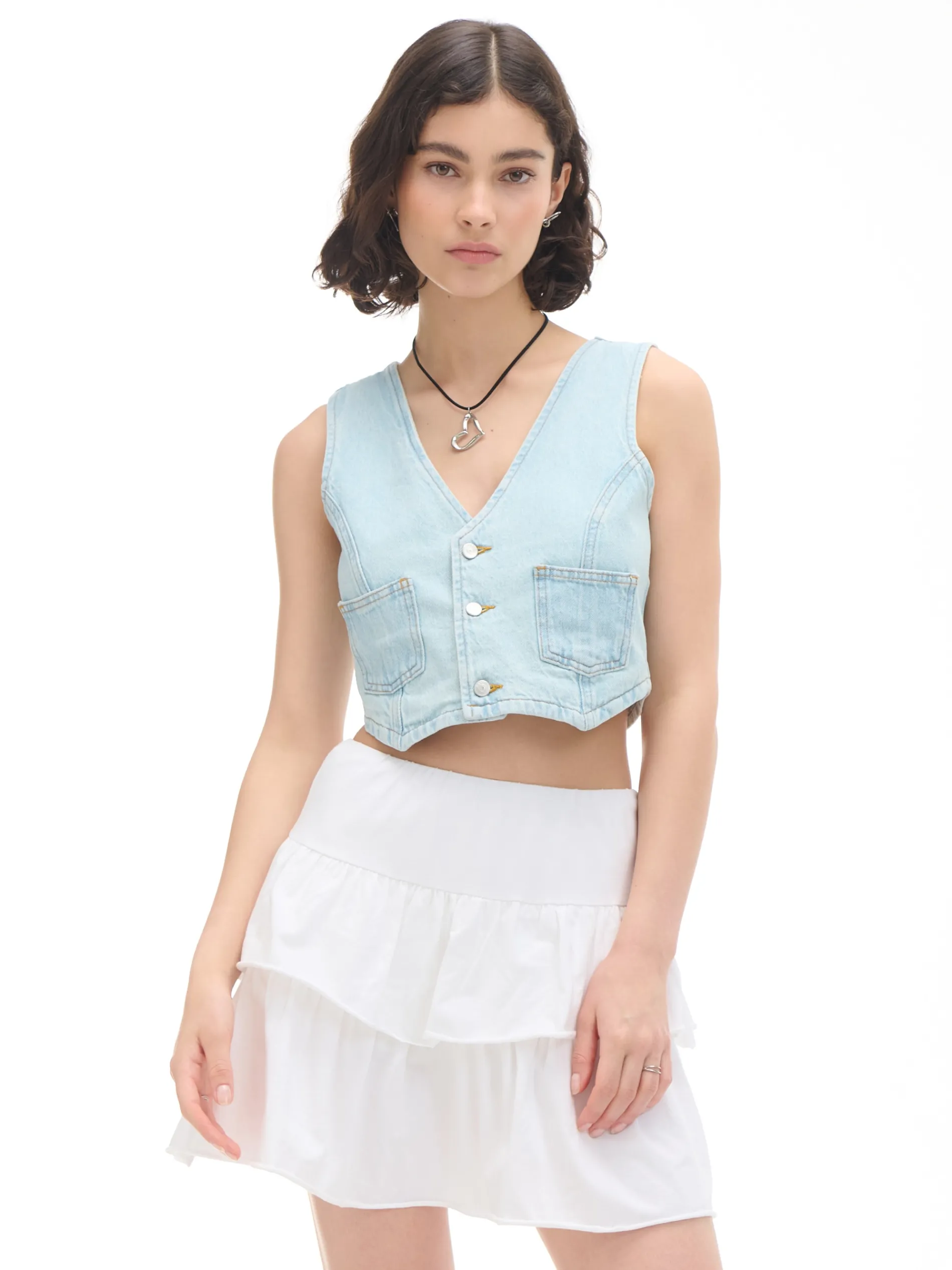 Cropp Kurtki, Płaszcze|Sety*Krótka jeansowa kamizelka