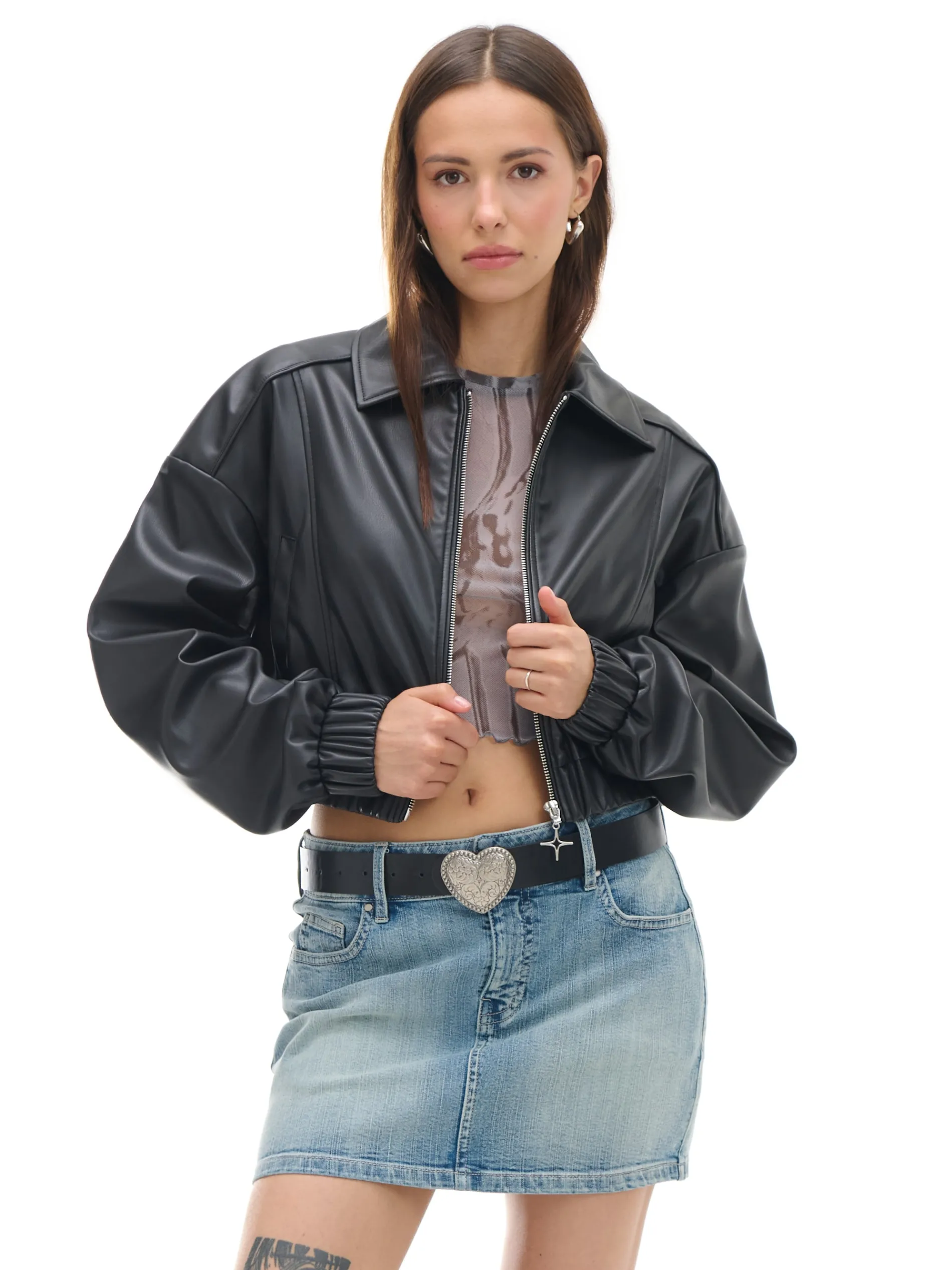 Cropp Kurtki, Płaszcze*Kurtka bomber z imitacji skóry