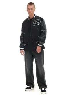 Cropp Kurtki, Płaszcze*Kurtka bomberka ze skórzanymi rękawami