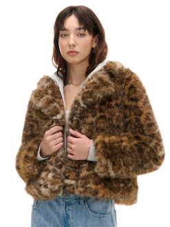Cropp Kożuszki, Futerka|Kurtki, Płaszcze*Kurtka z imitacji futra w panterkę