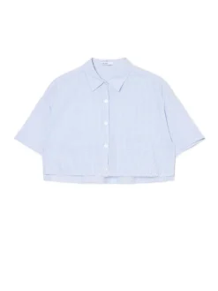Cropp Koszule, Bluzki*Luźna niebieska koszula crop