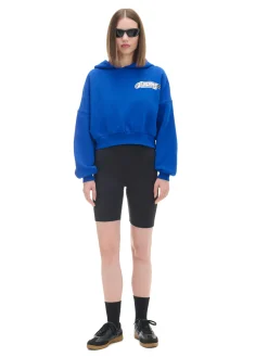 Cropp Bluzy*Niebieska bluza crop z kapturem Baltic Games