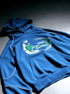 Cropp Bluzy*Niebieska bluza z kapturem Baltic Games