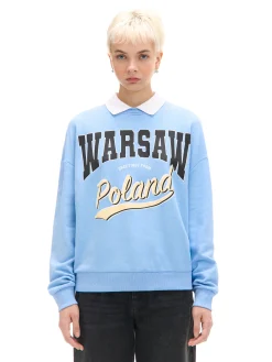 Cropp Bluzy*Niebieska bluza z kołnierzykiem