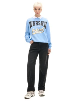 Cropp Bluzy*Niebieska bluza z kołnierzykiem