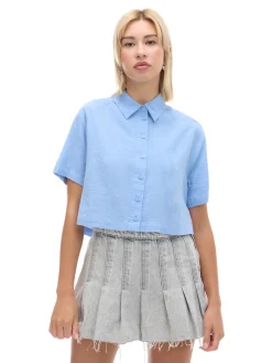 Cropp Koszule, Bluzki*Niebieska koszula w retro stylu