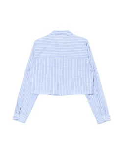 Cropp Koszule, Bluzki*Niebieska krótsza koszula w pionowe paski