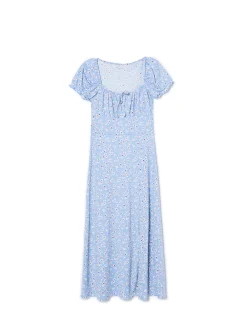Cropp Sukienki, Kombinezony*Niebieska sukienka midi w kwiaty