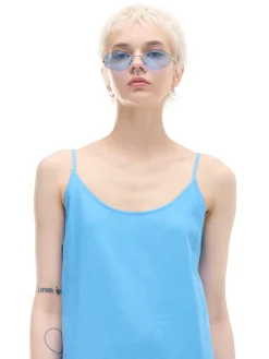 Cropp Sukienki, Kombinezony*Niebieska sukienka midi z wiskozy i lnu