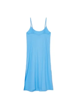 Cropp Sukienki, Kombinezony*Niebieska sukienka midi z wiskozy i lnu