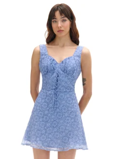 Cropp Sukienki, Kombinezony*Niebieska sukienka mini w kwiaty