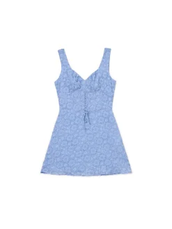 Cropp Sukienki, Kombinezony*Niebieska sukienka mini w kwiaty