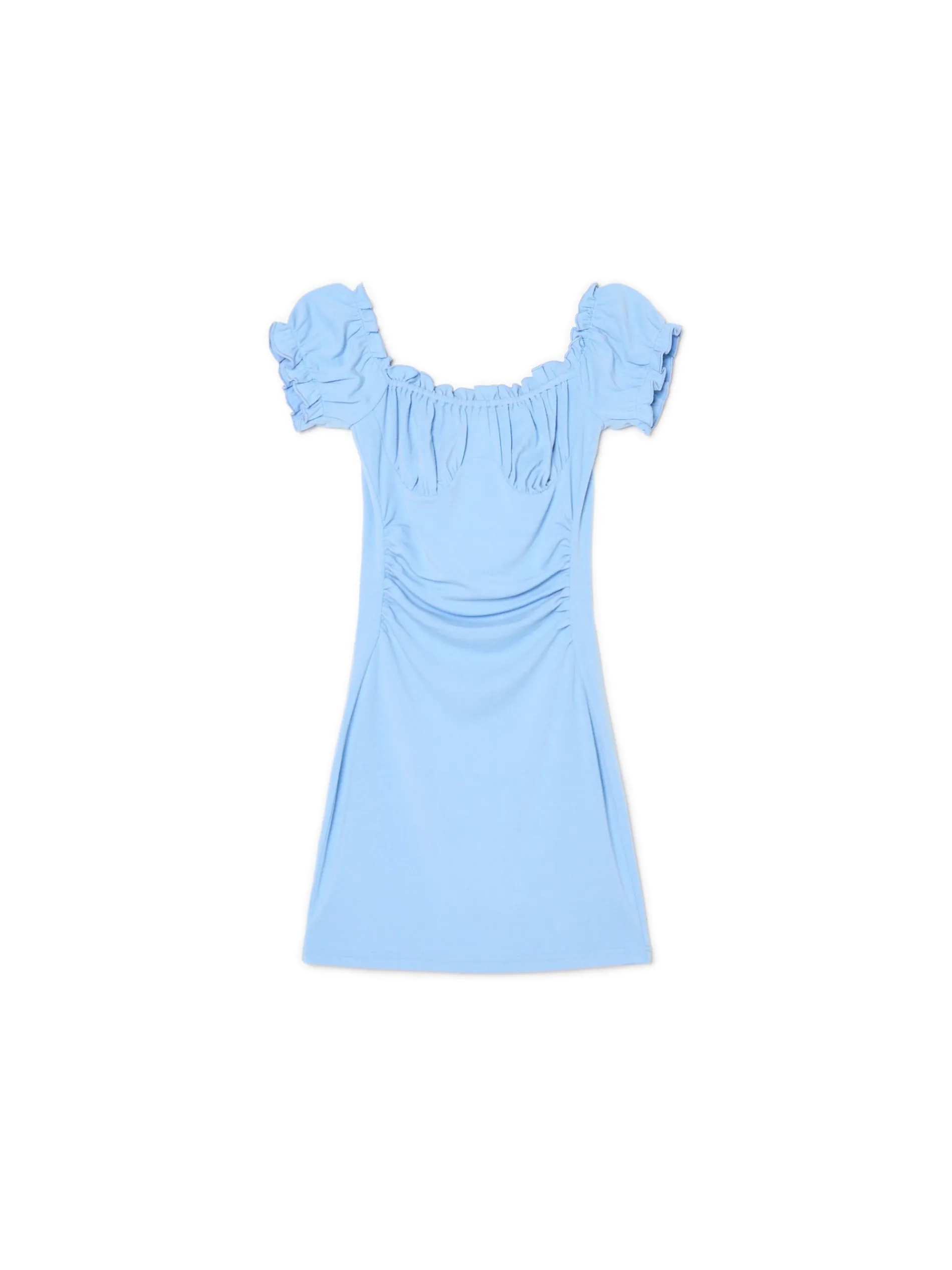 Cropp Sukienki, Kombinezony*Niebieska sukienka mini z krótkimi rękawkami