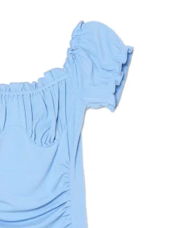 Cropp Sukienki, Kombinezony*Niebieska sukienka mini z krótkimi rękawkami