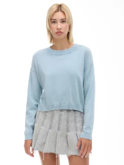 Cropp Swetry*Niebieski sweter z efektem sprania