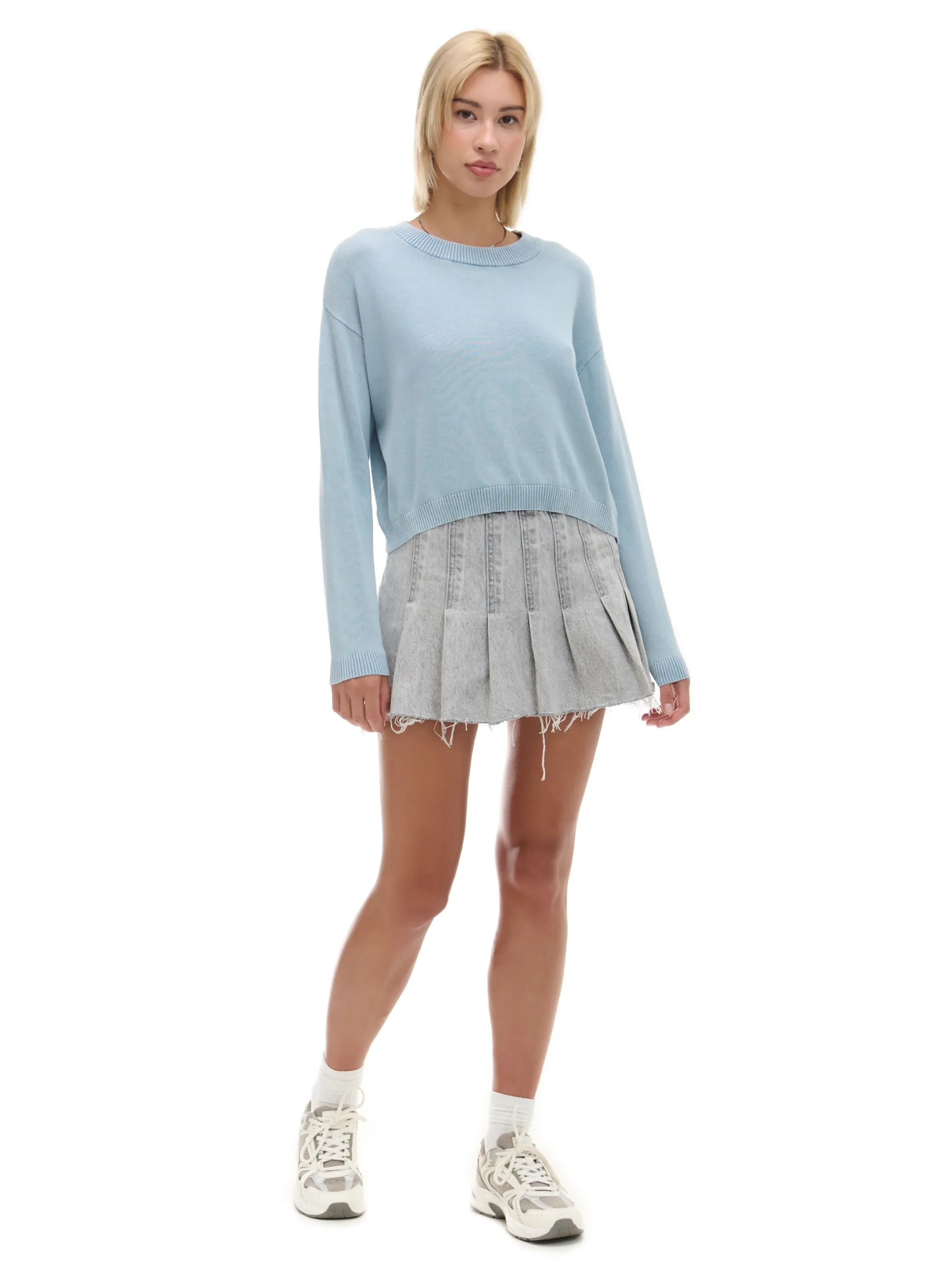 Cropp Swetry*Niebieski sweter z efektem sprania