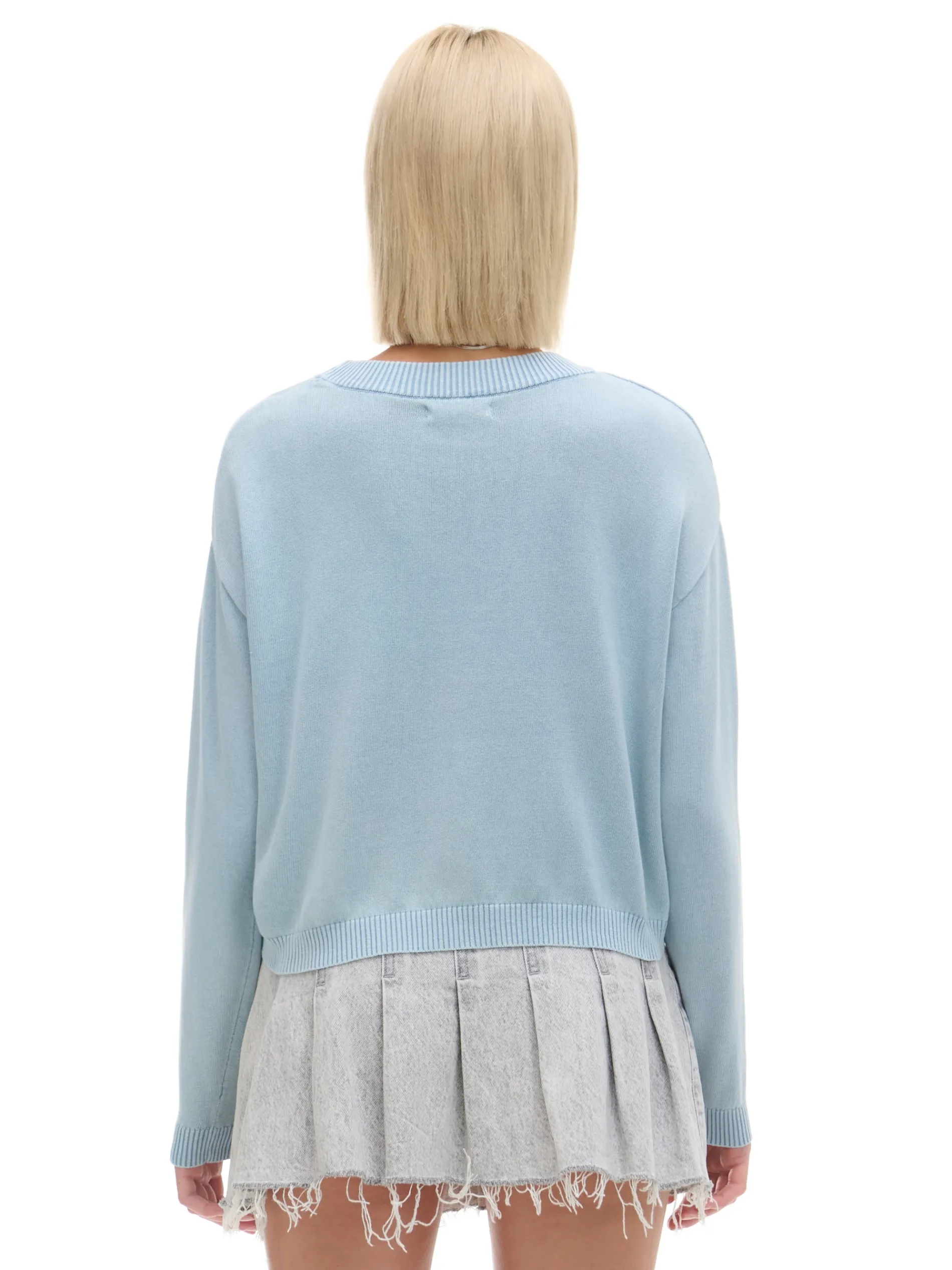 Cropp Swetry*Niebieski sweter z efektem sprania