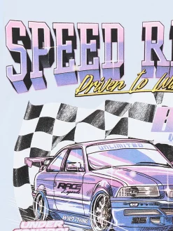 Cropp Koszulki, Topy*Niebieski T-shirt z nadrukiem