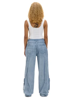 Cropp Spodnie*Niebieskie spodnie z kieszeniami cargo