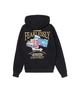 Cropp Bluzy*Ocieplana czarna bluza z kapturem