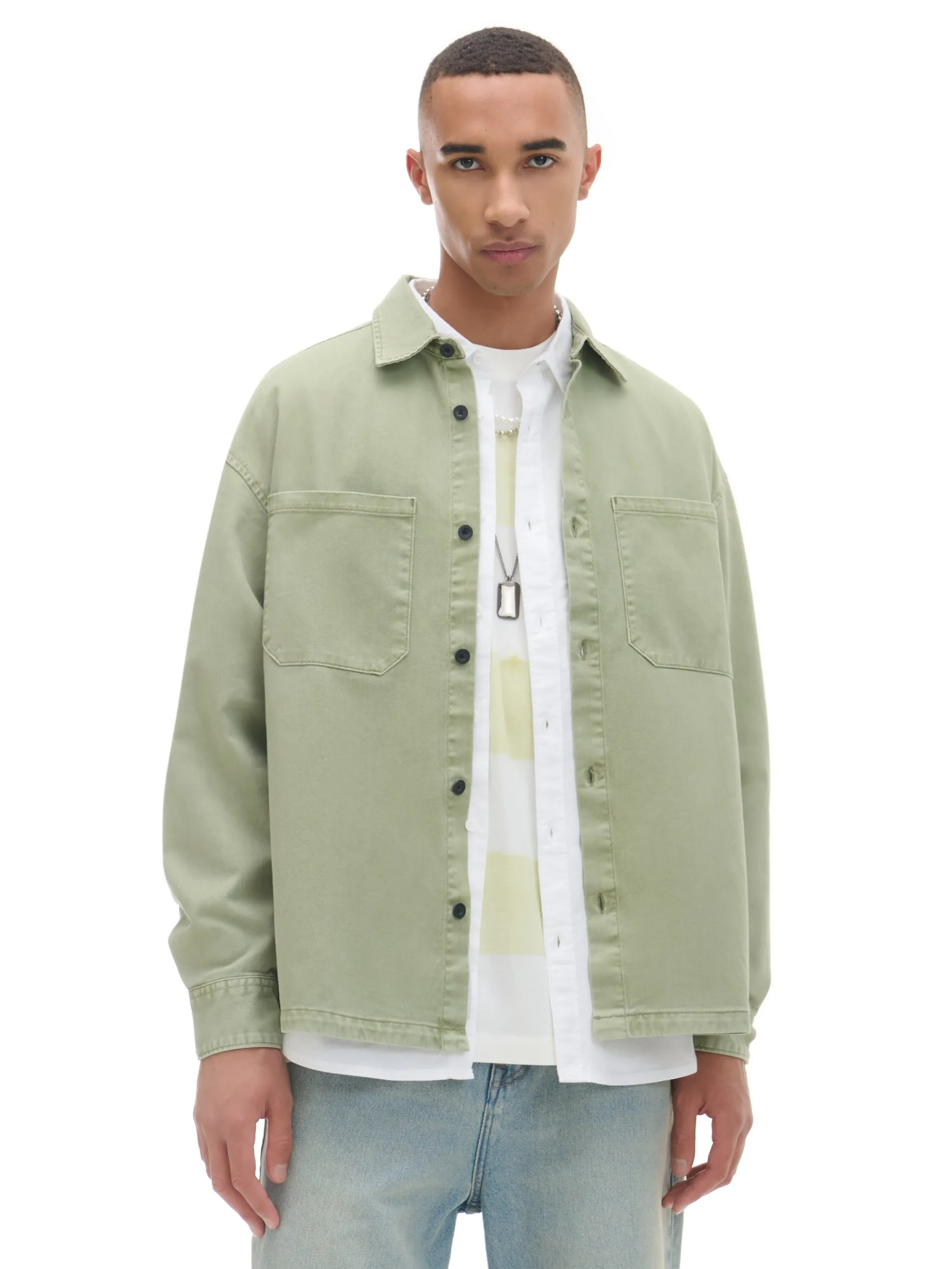 Cropp Denim|Koszule*Oliwkowa koszula z kieszeniami