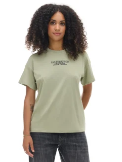 Cropp Koszulki, Topy*Oliwkowa koszulka oversize z napisem