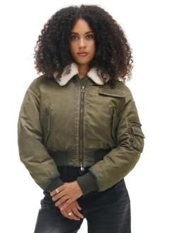 Cropp Kożuszki, Futerka*Oliwkowa kurtka z odpinanym kołnierzem