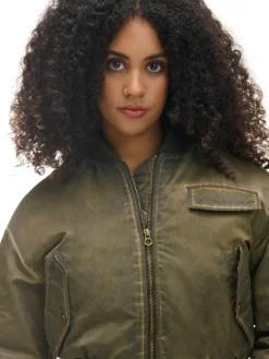 Cropp Kożuszki, Futerka*Oliwkowa kurtka z odpinanym kołnierzem