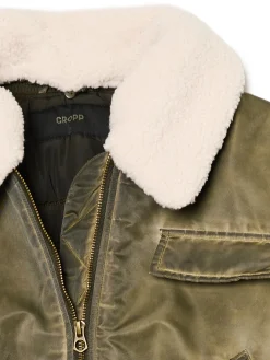 Cropp Kożuszki, Futerka*Oliwkowa kurtka z odpinanym kołnierzem