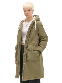 Cropp Kurtki, Płaszcze|Kożuszki, Futerka*Oliwkowa parka z kapturem