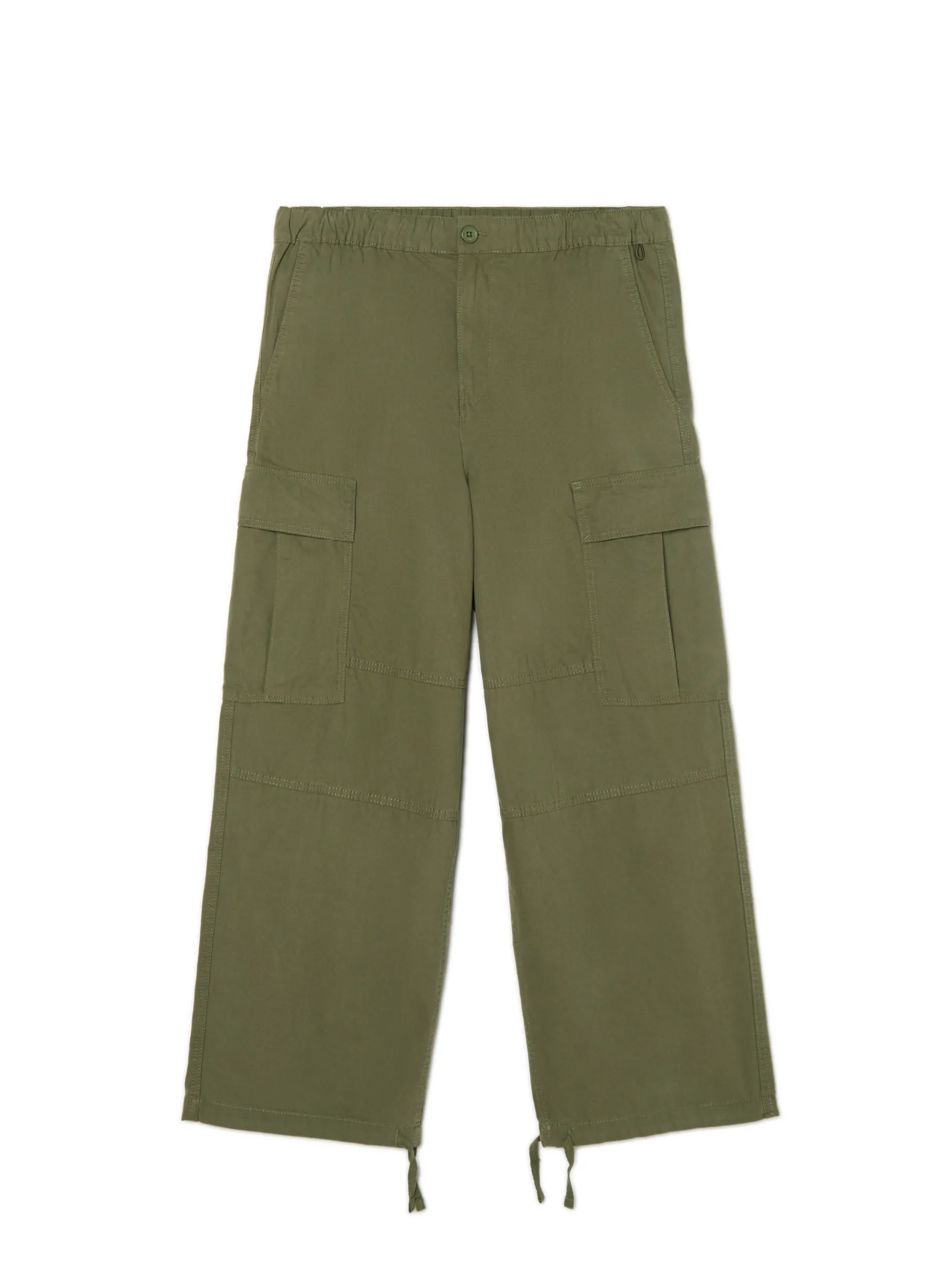 Cropp Spodnie*Oliwkowe spodnie loose z regulacją nogawek