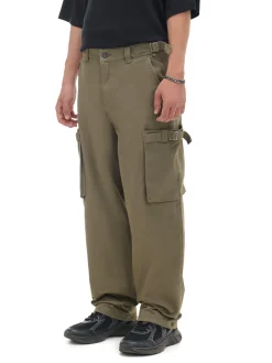 Cropp Spodnie*Oliwkowe spodnie loose z regulacją