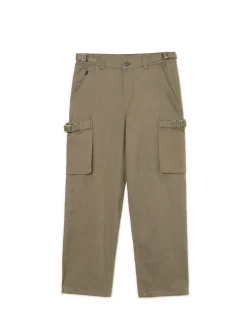 Cropp Spodnie*Oliwkowe spodnie loose z regulacją