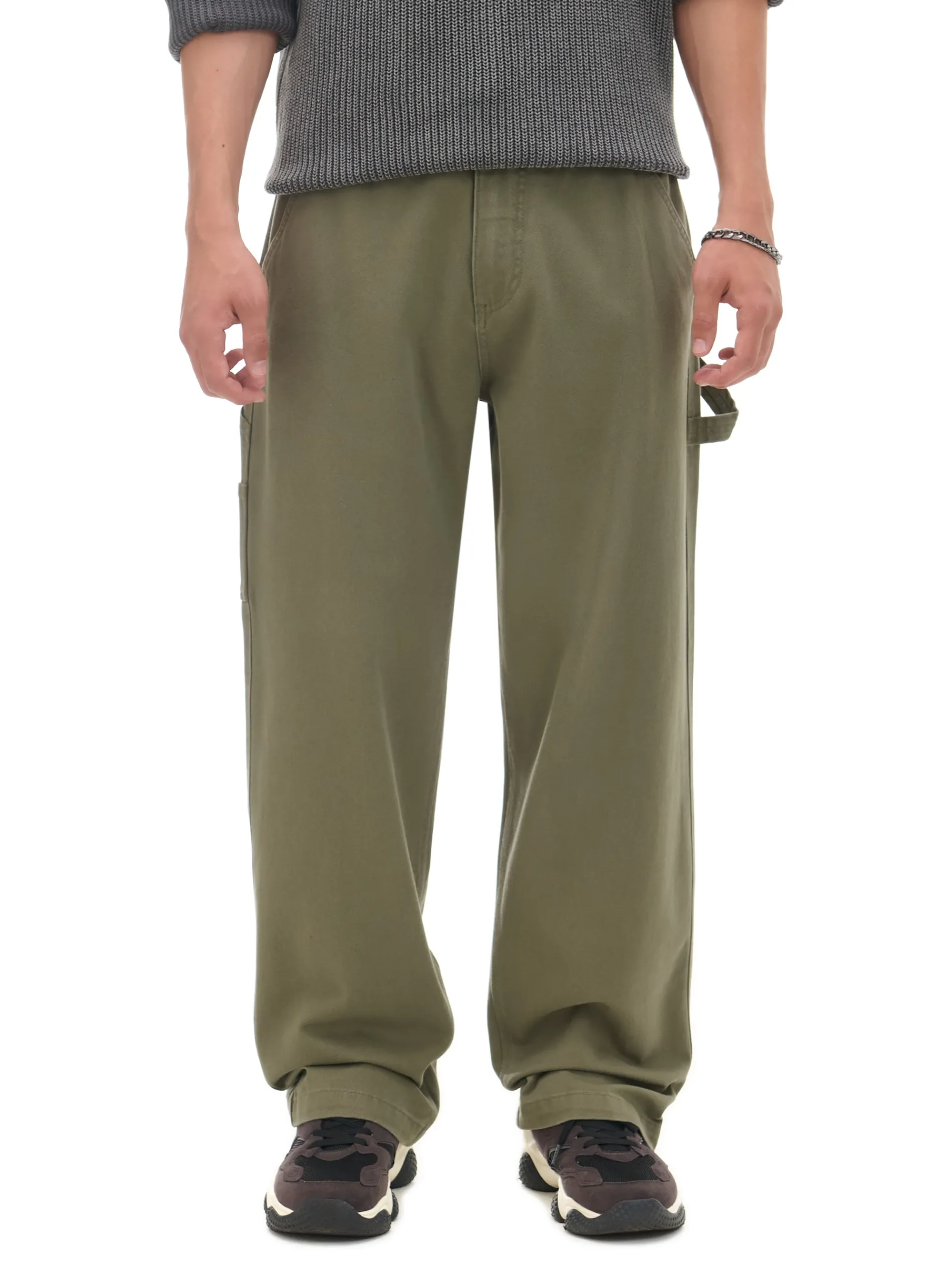 Cropp Baggy|Spodnie*Oliwkowe spodnie wide leg