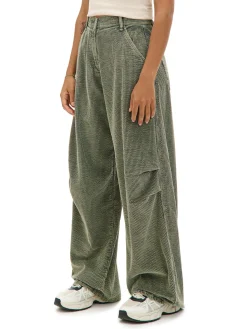 Cropp Spodnie*Oliwkowe sztruksowe spodnie