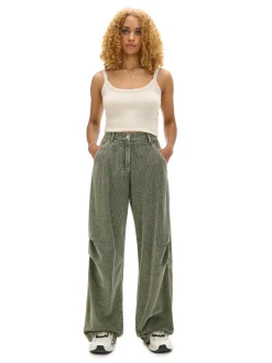 Cropp Spodnie*Oliwkowe sztruksowe spodnie